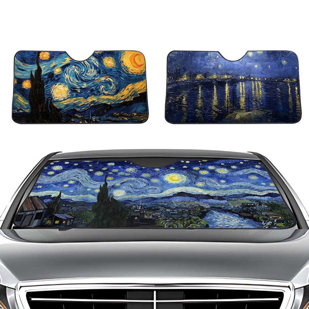 Windshield Sun Shade - Noche estrellada v-van g-gogh parasol de
